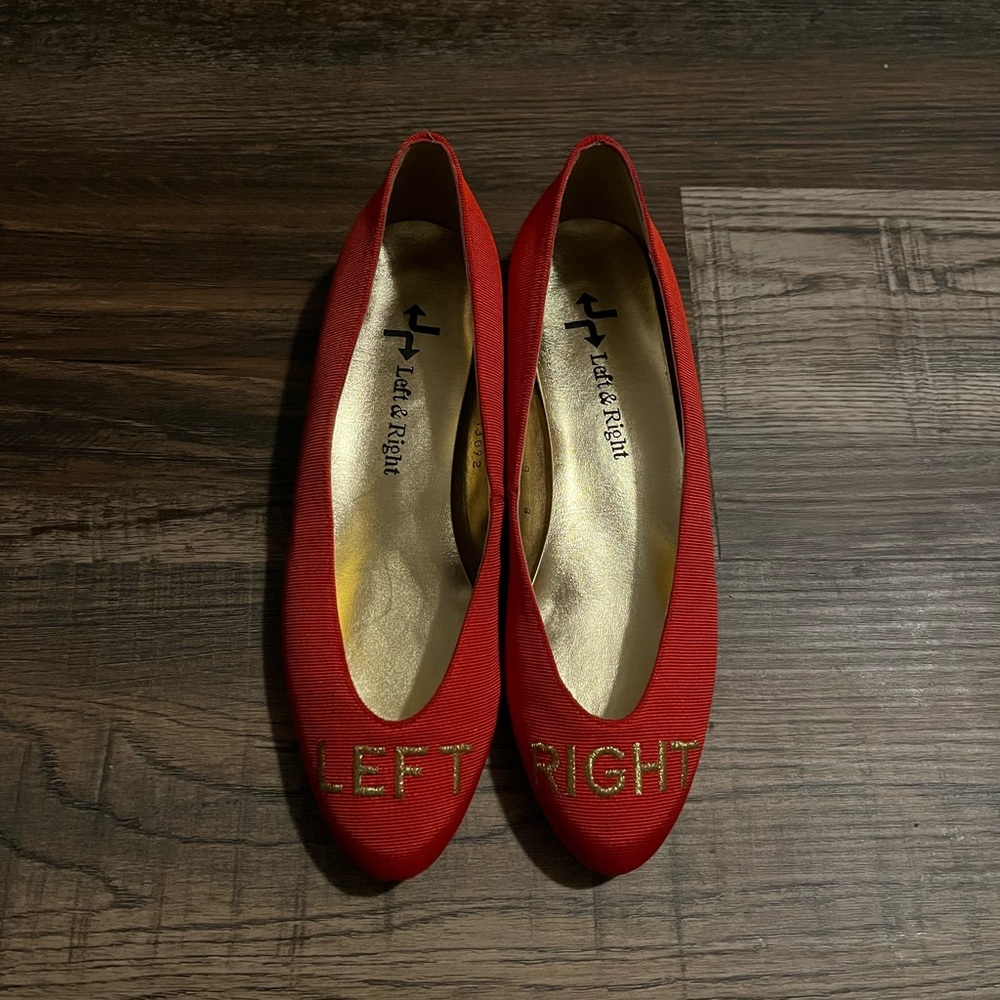 Left & Right Red Flats Slip-Ons!